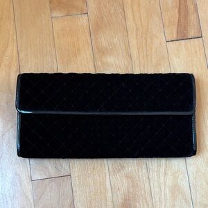 Saks Fifth Avenue Black Quilted velvet Clutch